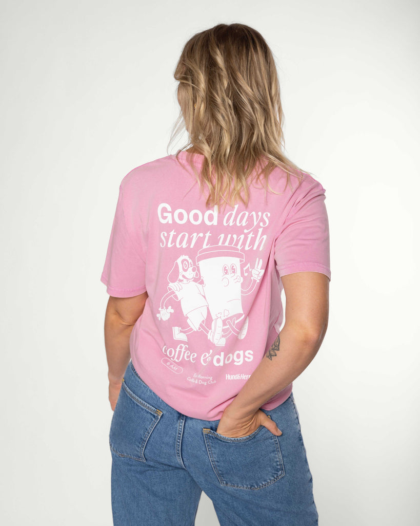 Hundundherrl, Good days start with coffee and dogs, Shirt, bubble pink