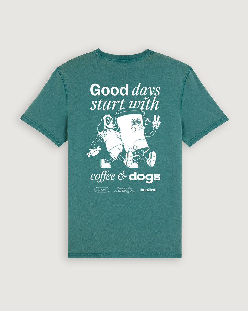 Hundundherrl, Good days start with coffee and dogs, Shirt, petrol