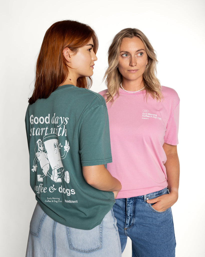 Hundundherrl, Good days start with coffee and dogs, Shirt, Petrol, Bubblepink