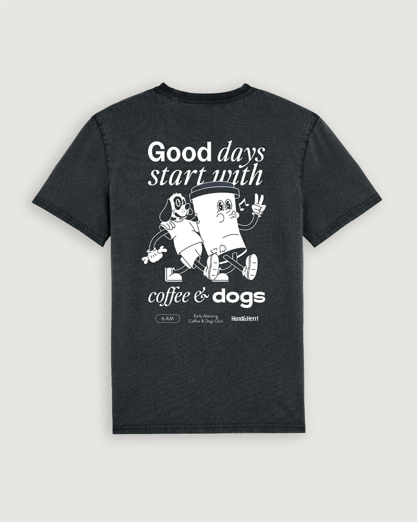 Hundundherrl, Good days start with coffee and dogs, Shirt, schwarzgrau