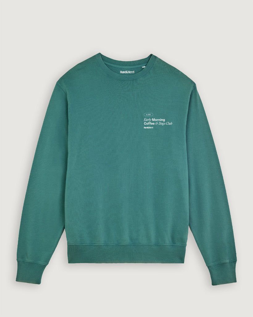 Mode für Hundebesitzer, Geschenk für Hundebesitzer, Good days start with coffee and dogs, Sweater, Petrol