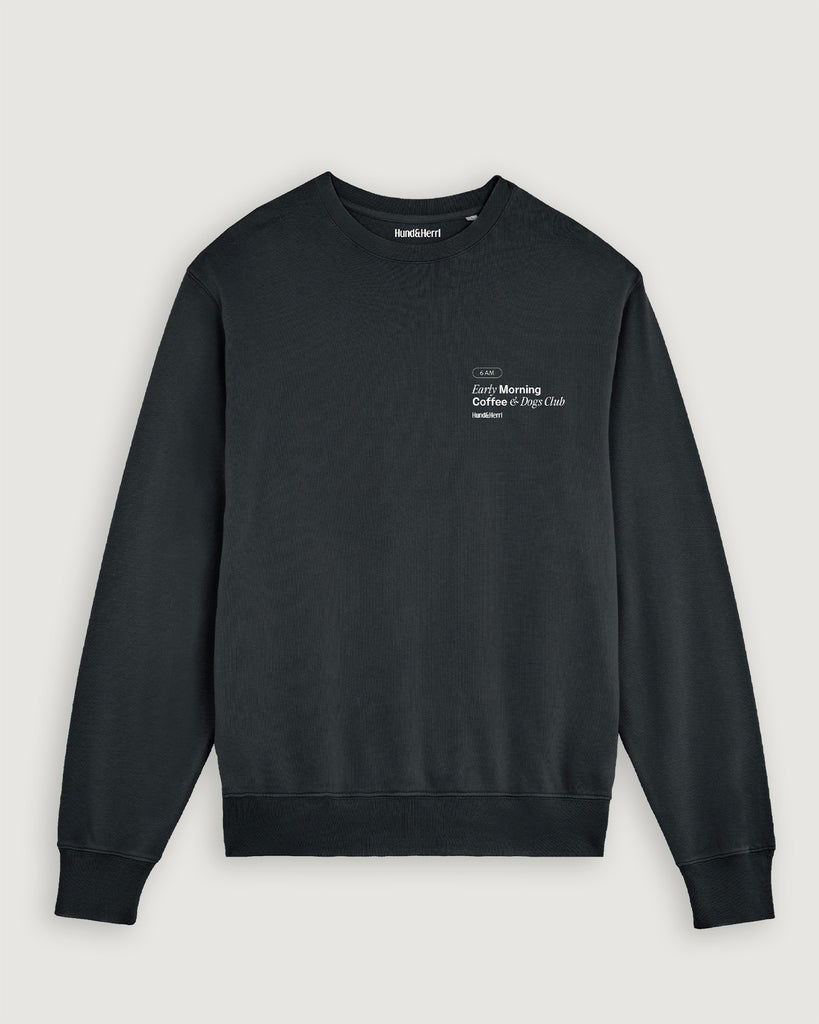 Mode für Hundebesitzer, Good days start with coffee and dogs, Sweater, Schwarzgrau