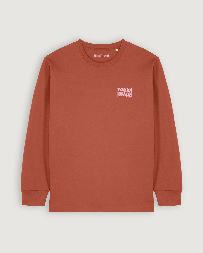 Mode für hundebesitzer, Geschenke für Hundebesitzer, Long sleeve, Today feels like I need a dog kiss, Terracotta